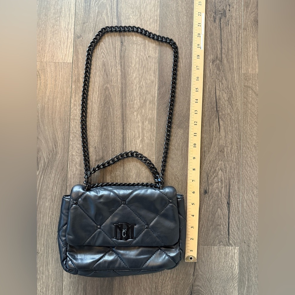 Badgley Mischka Black Quilted Chain Crossbody Bag Edgy Shoulder Purse Handbag - Picture 7 of 15